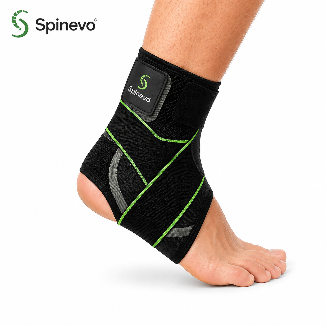 Spinevo™ Active Ankle Support Brace providing adjustable compression and stable ankle support on a white background