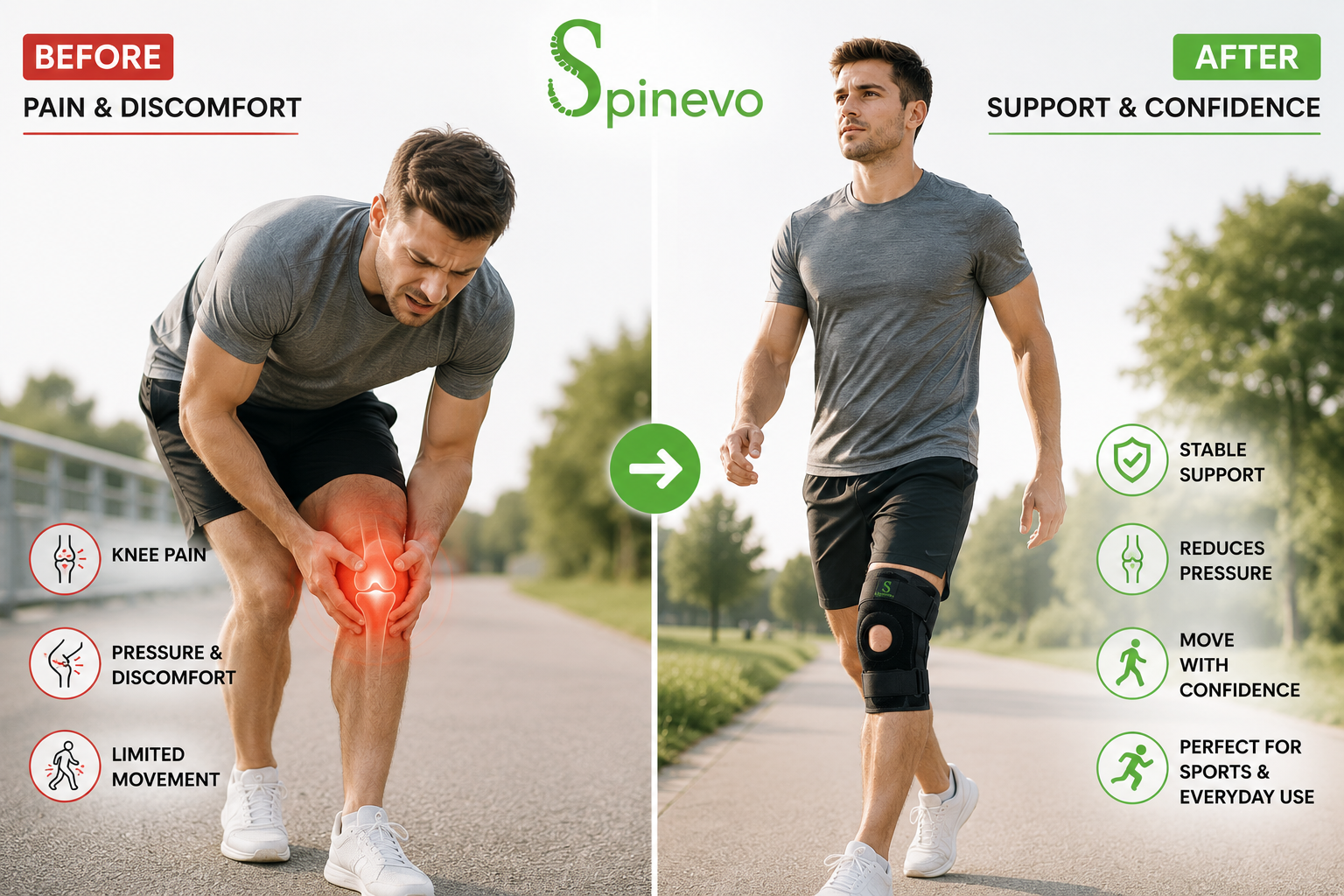 Spinevo knee brace for sports and recovery