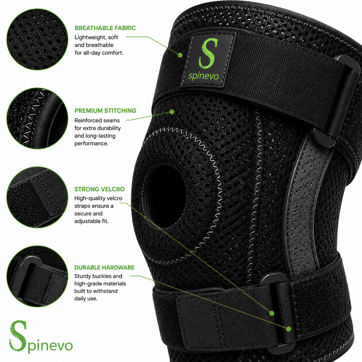 Open patella knee brace for everyday comfort