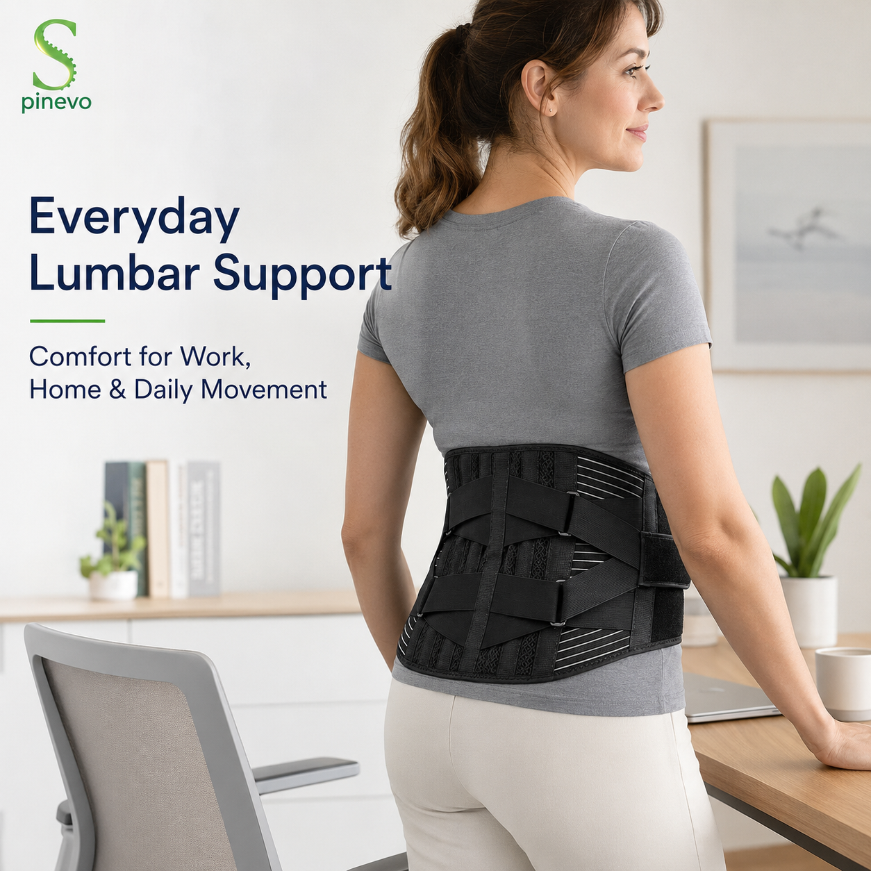 Side view of the Spinevo lower back support brace