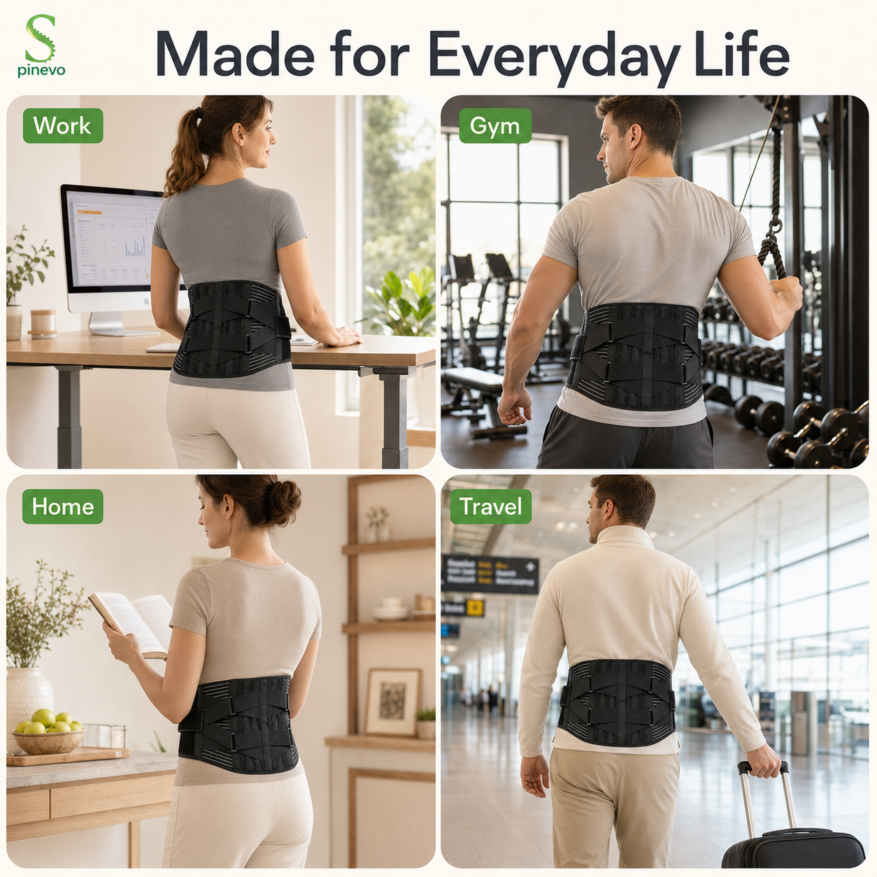 Close-up of the breathable material and reinforced lumbar support