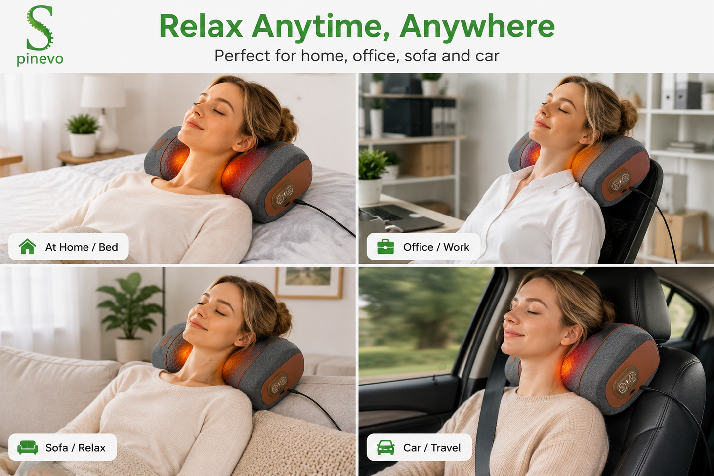 Spinevo ergonomic neck massager for home, office, bed and car
