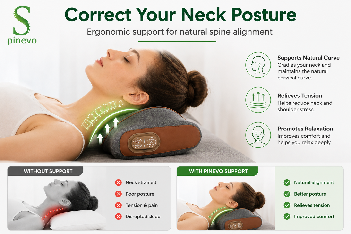 Spinevo 3 in 1 heated neck massager with air compression and vibration