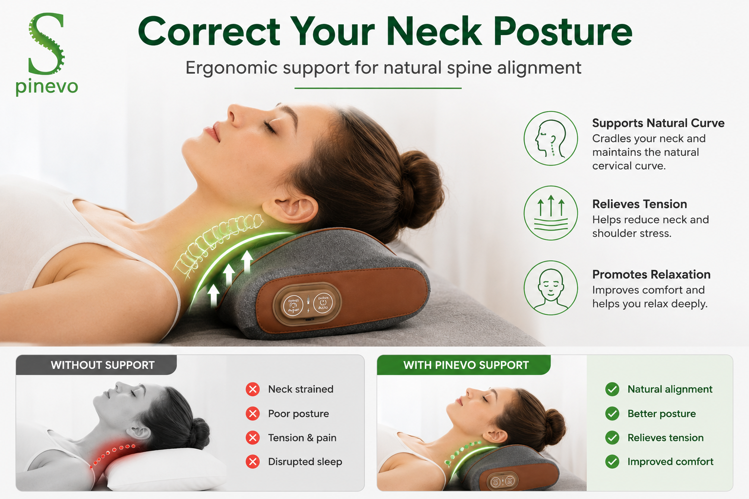 Spinevo 3 in 1 heated neck massager with air compression and vibration