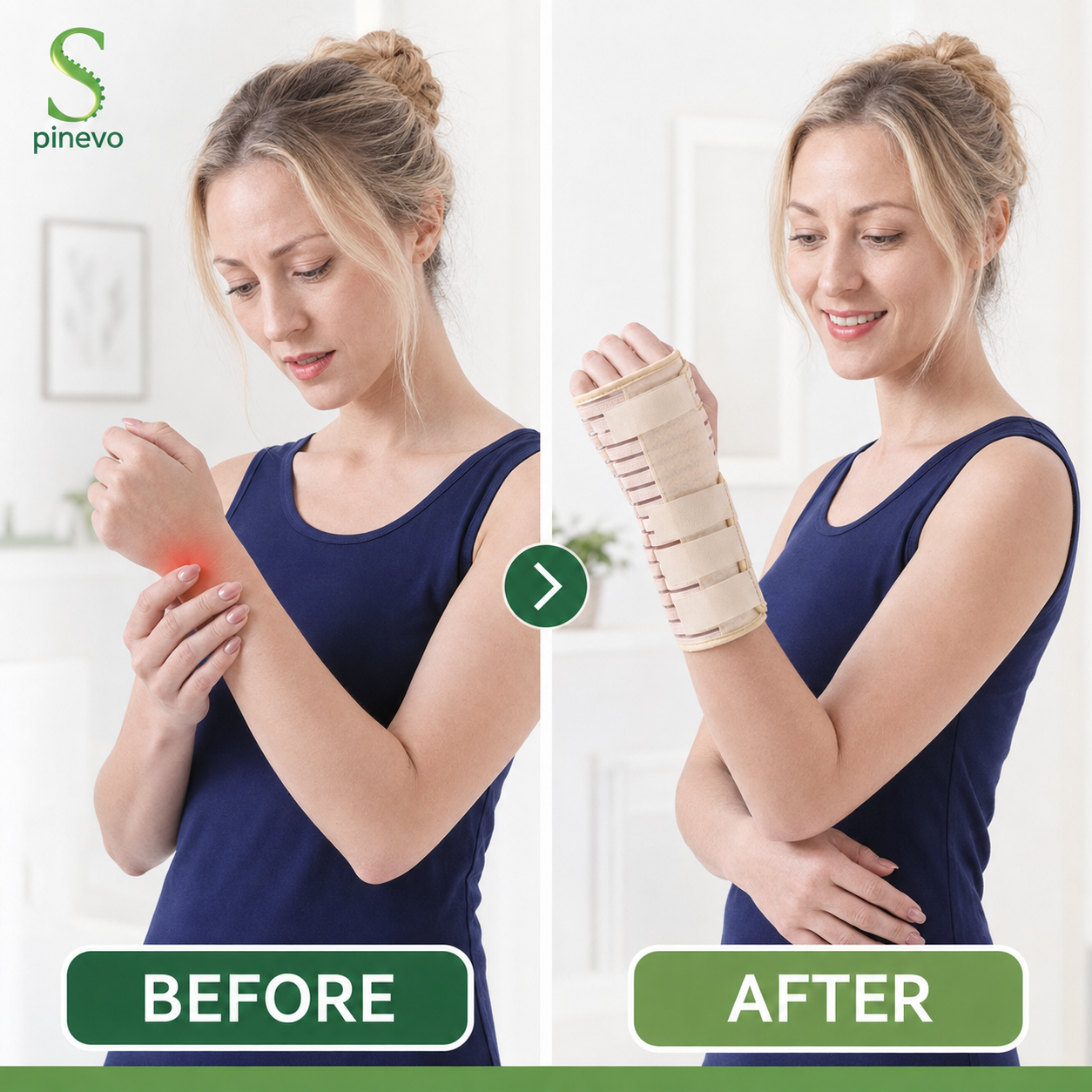 Spinevo wrist brace with adjustable straps, breathable fabric and structured support