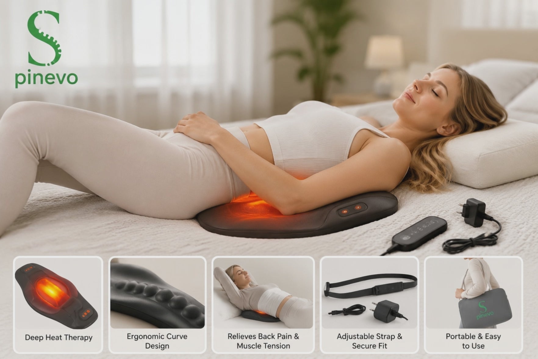Video demonstration of Spinevo ErgoHeat Lumbar Support Pillow